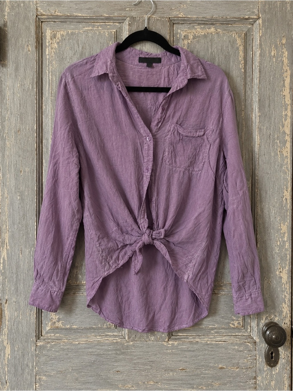 Lavender Tie-Front Button Shirt - Women